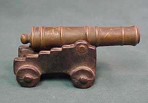 Vintage Cast Iron and Brass Toy Cannon  