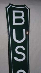   Porcelain 2 Sided Bus Stop Sign Greyhound City Taxi Cab Transit  