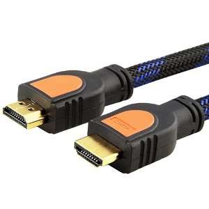 High Speed HDMI Cable M / M, 20 FT, Orange / Black Plug, Blue/Black 