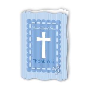  Delicate Blue Cross   Personalized Baptism Thank You Cards 