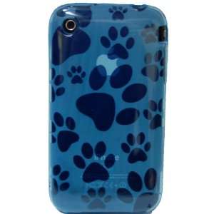   3G & 3GS Gel Skin Transparent Dog Prints Case (Blue): Everything Else