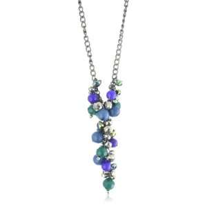   Cole New York Urban Peacock Blue Semi Precious Y Necklace: Jewelry