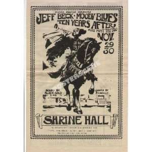    Jeff Beck Moody Blues Shrine 1968 Concert Ad Poster
