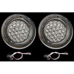   Truck Strobe Lights Clear Amber 4 Round Chrome Cover Automotive