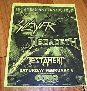 SLAYER MEGADETH TESTAMENT concert flyer handbill metal  