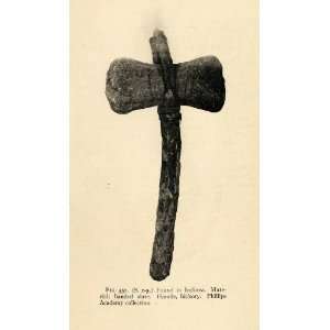  1910 Print Stone Age Axe Slate Hickory Weapon Tool 
