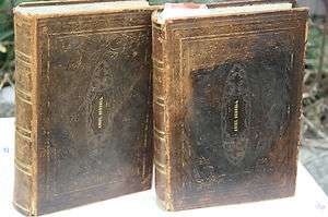 ANTIQUE HOLY BIBLE 1848 LEATHER 2 volumes VERY NICE  