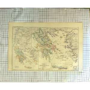   ANTIQUE MAP c1790 c1900 GREECE HEROIC AGE DORIC CRETE