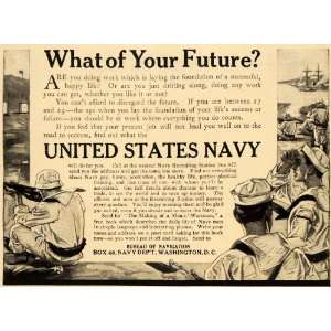   Ad U.S. Navy Military Men Future Navigation Bureau   Original Print Ad