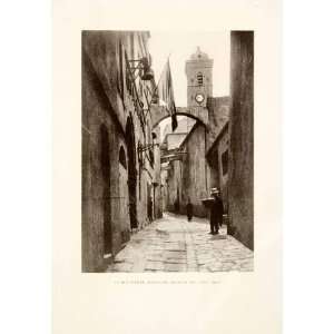  1923 Print Bonifacio Corsica France Town Hall Street Scene 