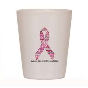 Shot Glass White of Cancer Pink Ribbon Support Breast Cancer Awareness