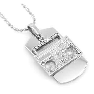  Boombox   Dog Tag Necklace free Chain 