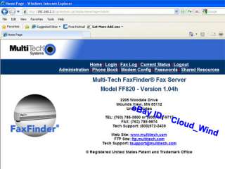 MultiTech FF820 8 Port FAXFinder Fax Server for Win7  