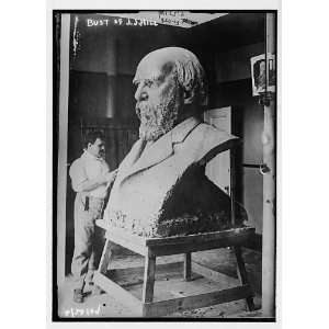  Sculptor working on bust of J.J. Hill