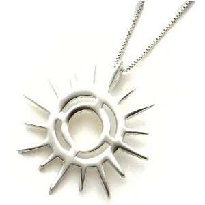   Sterling Silver Sun Shaped Pendant with 18 Chain Necklace: Jewelry