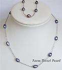 freshwater black illusion pearl necklace set 18 one day shipping