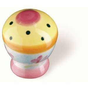 Siro Designs 81 112 Botanico 27MM Round Knob   Pink Ctr/Yellow/Dots 