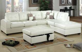 Cream White Sectional Leather Sofa Couch Set 7359  