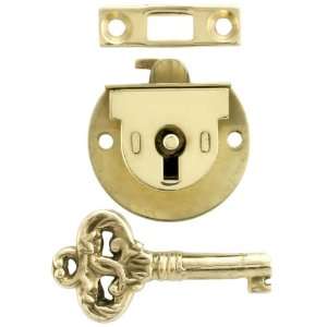   Small Solid Brass Jewelry Box Lock With Fancy Key.