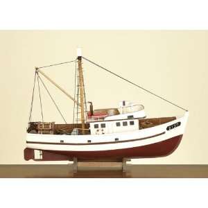  Red And White Wood Fishing Boat Model: Arts, Crafts 
