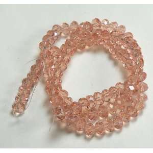  6x4mm Light Rose Pink Luster Crystal Glass Faceted Fluted 