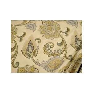   Floral on Cream Embroidered in Steel Blue, Sage Green