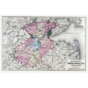  MIDDLESEX COUNTY NEW JERSEY (NJ) MAP 1872