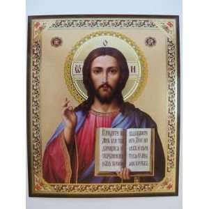 JESUS CHRIST Orthodox Icon Metallograph (Varnished Lithograph 6x7in 