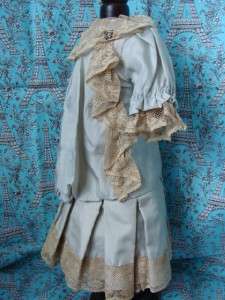 Vintage Silk Doll Dress for 20 21 tall doll steel blue  