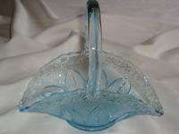 Vintage Princess House Ice Blue Glass Basket  