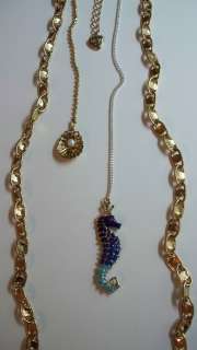 Betsey Johnson $65 Mermaid s Tale RARE Blue Teal Seahorse Chain Link 