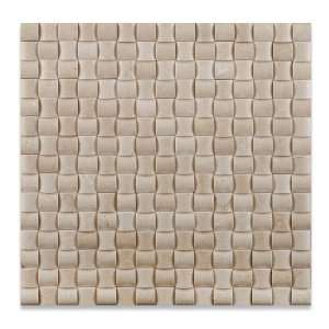 Crema Marfil Marble Polished 3D Small Bread Mosaic Tile   Box of 5 sq 
