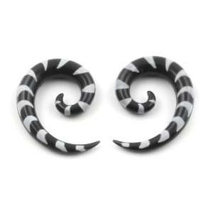   Acrylic Spiral Ear Plug / Taper with Painted Design  6g (4mm) Jewelry