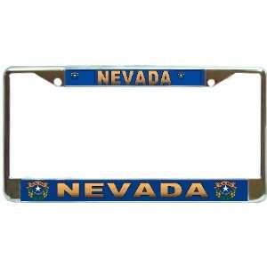  Nv State Name Flag Chrome Metal License Plate Frame Holder: Automotive