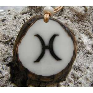   ZODIAC PENDANT PISCES TAGUA NUT, handmade jewelry 