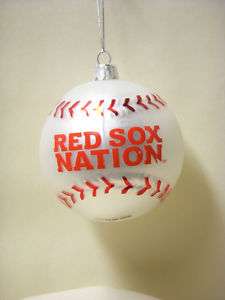 Boston Red Sox Nation 3 Ball 80 MM Glass Christmas Ornament NEW 