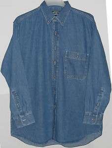 New Three Rivers 100% Cotton Long Sleeves Denim Shirts   Size S,M 