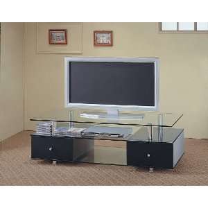   Contemporary TV Stand Glass Bottom Television Console