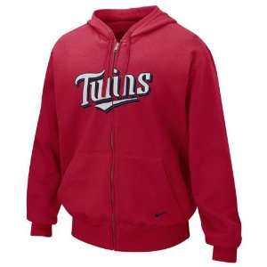Nike Minnesota Twins Red Tackle Twill Full Zip Hoody Sweatshirt (XX 