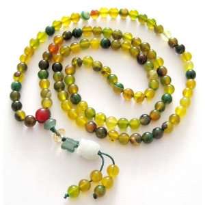   : 6mm 108 Colorful Agate Beads Buddhist Prayer Mala Necklace: Jewelry