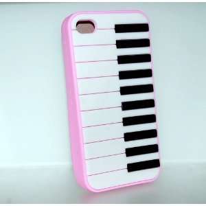  Pink Piano Keyboard Design Soft Silicone Skin Gel Cover 