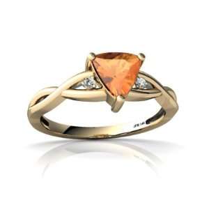  14K Yellow Gold Trillion Fire Opal Ring Size 8: Jewelry