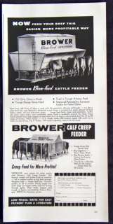 1962 Brower Kleen Feed Cattle Feeder Magazine Print Ad  