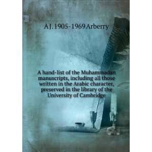   library of the University of Cambridge A J. 1905 1969 Arberry Books