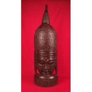  Miami Mumbai Buddha Mask Pedestal   51 Wood Statue 