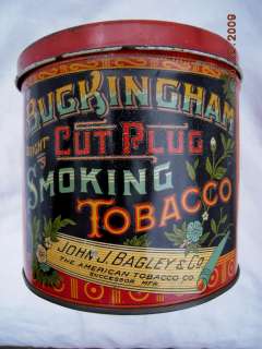 antique BUCKINGHAM CUT PLUG TOBACCO TIN bagley smoking  