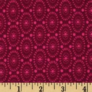  44 Wide Flower Power Abstract Circles Magenta Fabric By 