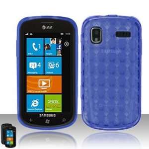  BLUE TPU Crystal Gel Check Design Skin Cover Case for Samsung Focus 