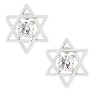  Religious Judaica Star of David CZ Earring Studs: Jewelry