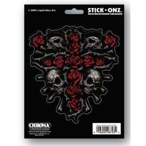   Sticker Stick Onz   Day of the Dead Skulls & Roses Cross Automotive